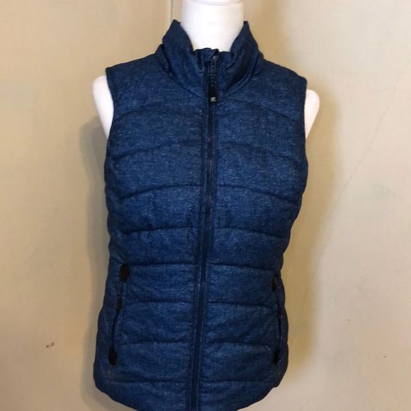 GreenTea Jackets & Blazers - Green Tea Full Zip Puffer Vest Blue With Fuzzy Inside Lining Size Small
